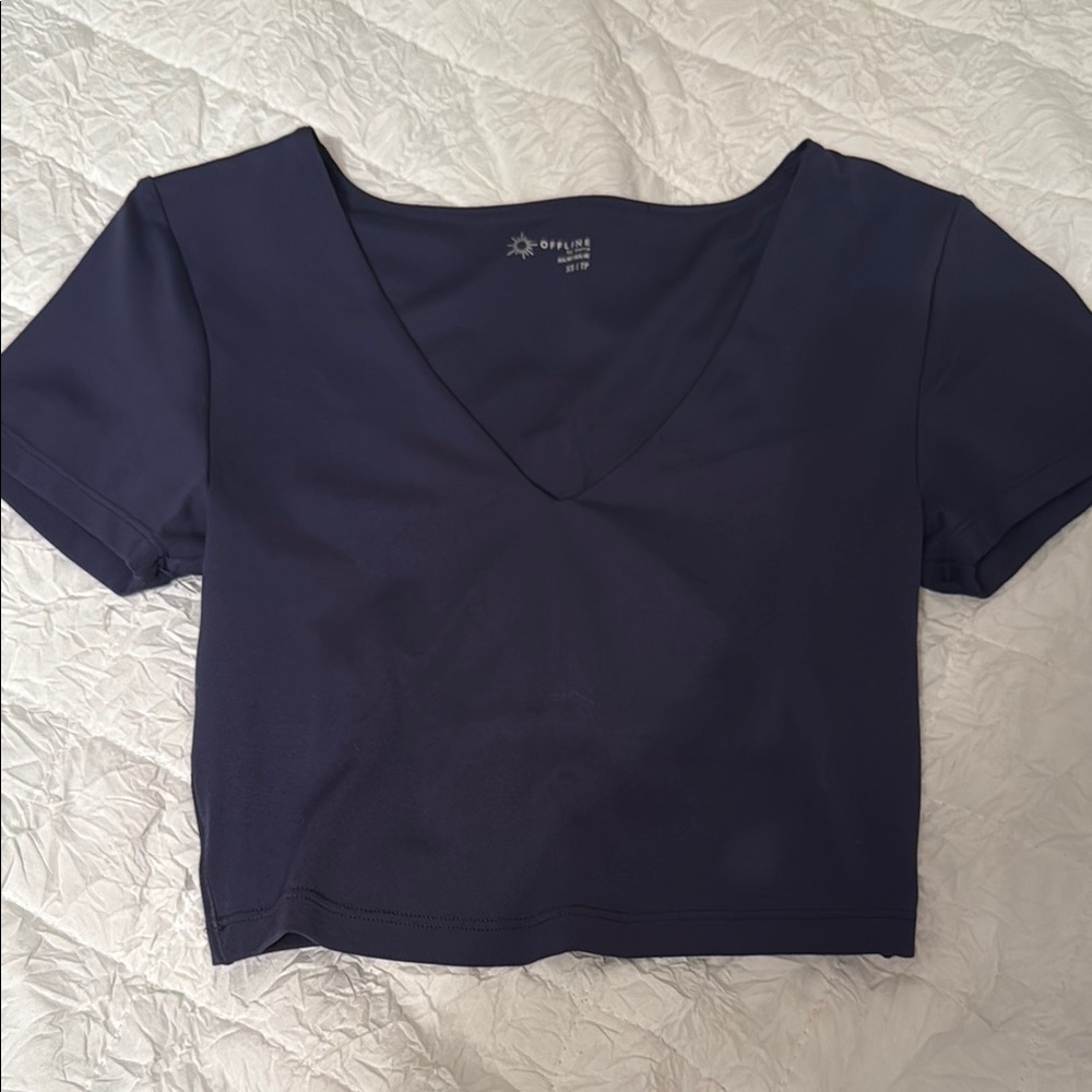 Urban Outfitters Deep Blue V-Neck Tee